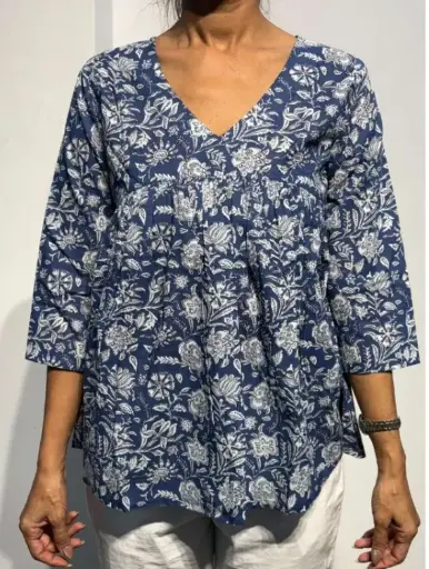Royal Blue Floral Embroidered Cotton Dress