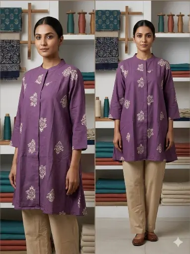 Lavender Bloom Cotton Tunic