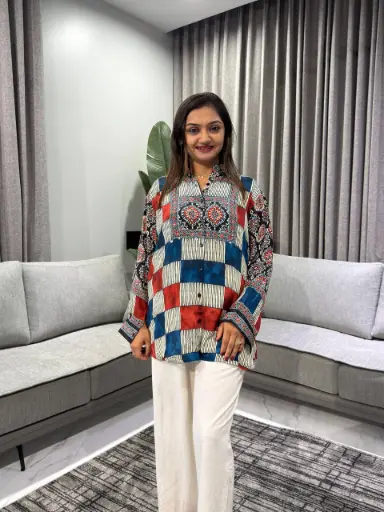 Boho Mosaic Crepe Shirt