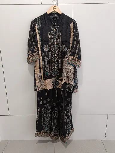 Midnight Tribal Natural Crepe Co-Ord Set