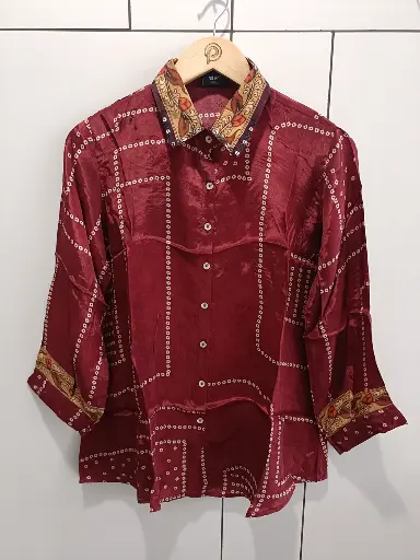 [2361] Ruby Maze Natural Crepe Shirt
