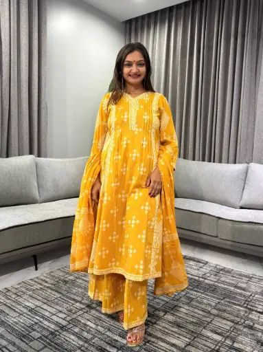 [2452] Mustard Heritage Pure Cotton 3-Piece Kurta Set