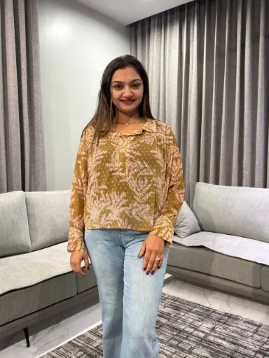 Olive Fern Pure Dobby Georgette Top