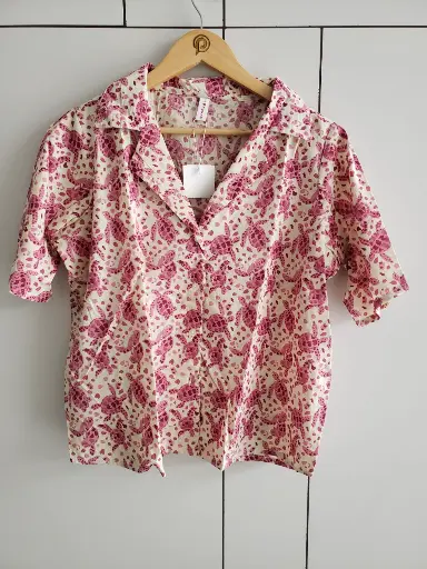 [2436] Pink Sea Turtle Pure Cotton Printed Shirt Top