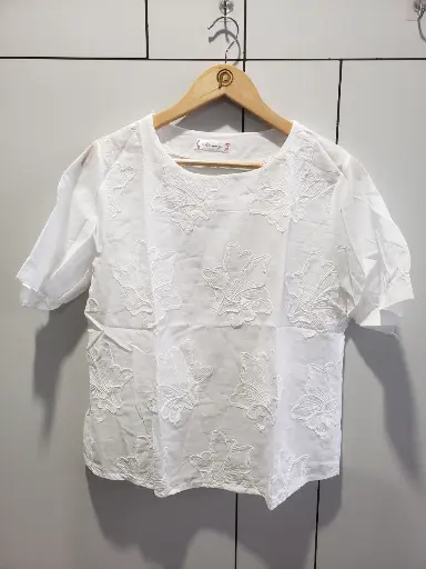 [2493] Snow Blossom Premium Soft Linen Top