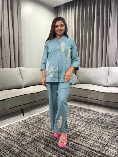 [2527] Feather Grace Pure Cotton Co-Ord Set