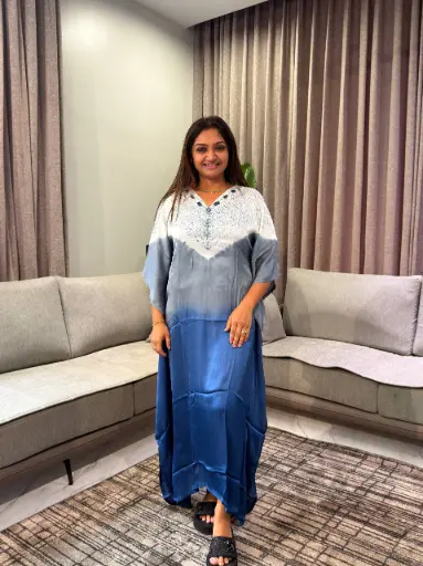 [2533] Ocean Mist Gazzi Silk Kaftan