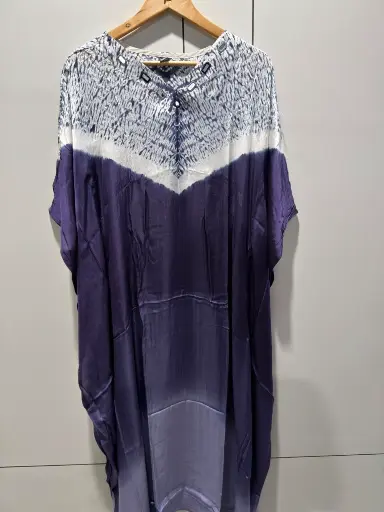 [2536] Midnight Mist Gazzi Silk Kaftan