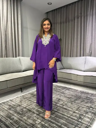 [2588] Royal Purple Pure HO Silk Co-Ord Set