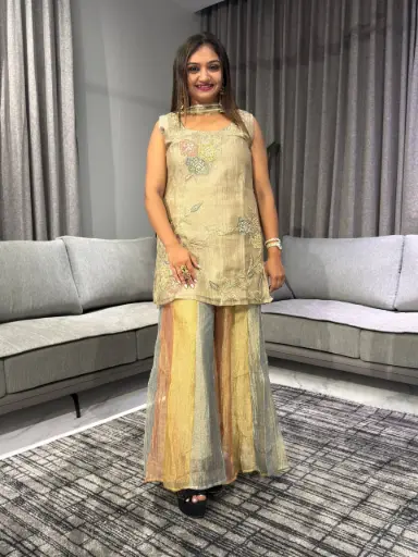 [2599] Pastel Bloom Pure Crush Banarasi Co-Ord Set