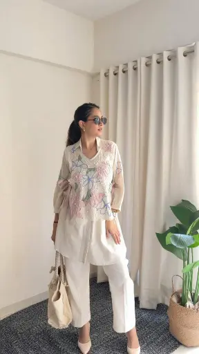 [2613] Blossom Grace Premium Flex Cotton Co-Ord Set
