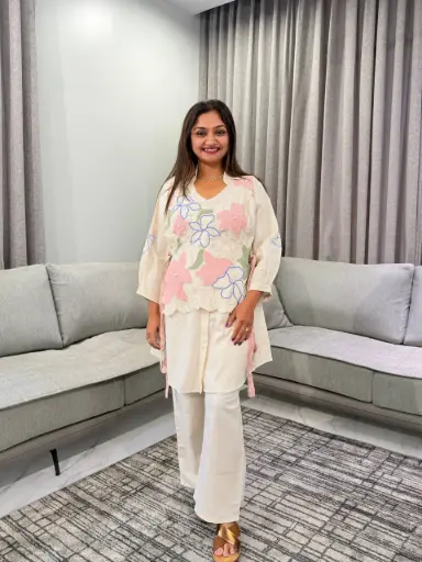 [2613] Blossom Grace Premium Flex Cotton Co-Ord Set