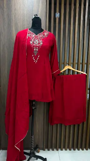 [2615] Ruby Royale Premium Soft Chinon Suit Set