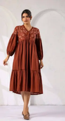 [2643] Cocoa Bloom Knitted Cotton Dress