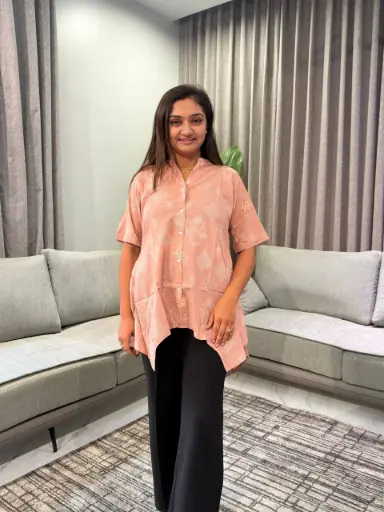 [2739] Blush Floral Breeze Pure Cotton Tunic