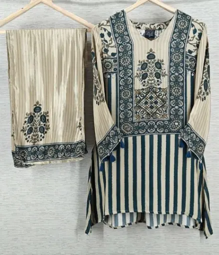 [3078] Royal Indigo Floral Crepe Co-Ord Set